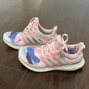 Adidas UltraBoost Pink and Blue Running Shoes | Good Used Condition